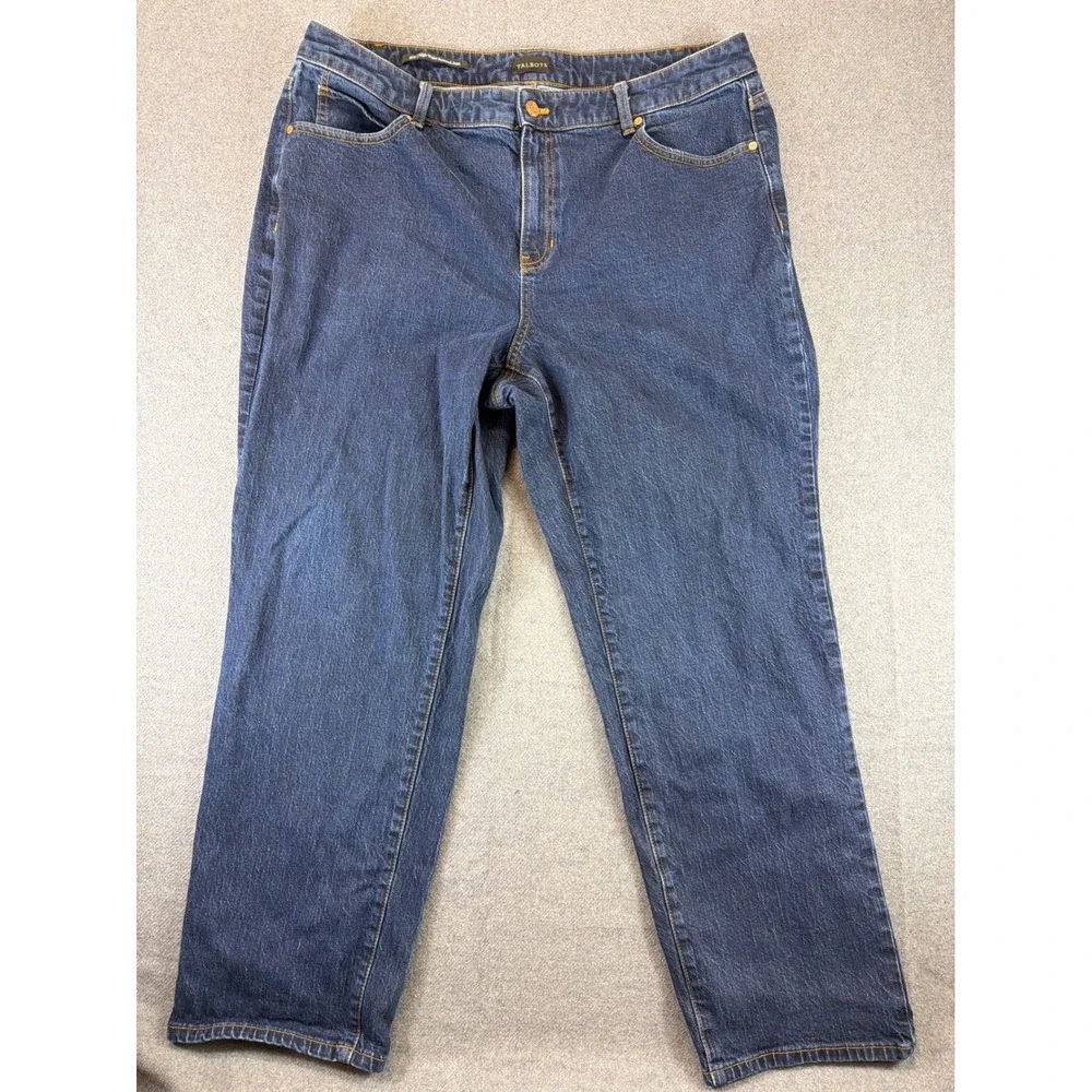 Talbots High Waist Relaxed Jean Women 16W Dark Wash Blue Denim Classic 30 Inseam